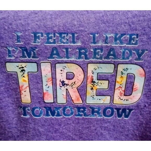 Handmade Women's V-Neck SS Purple T-Shirt Sz L Funny Quote Graphics Casual Wear - Picture 2 of 5